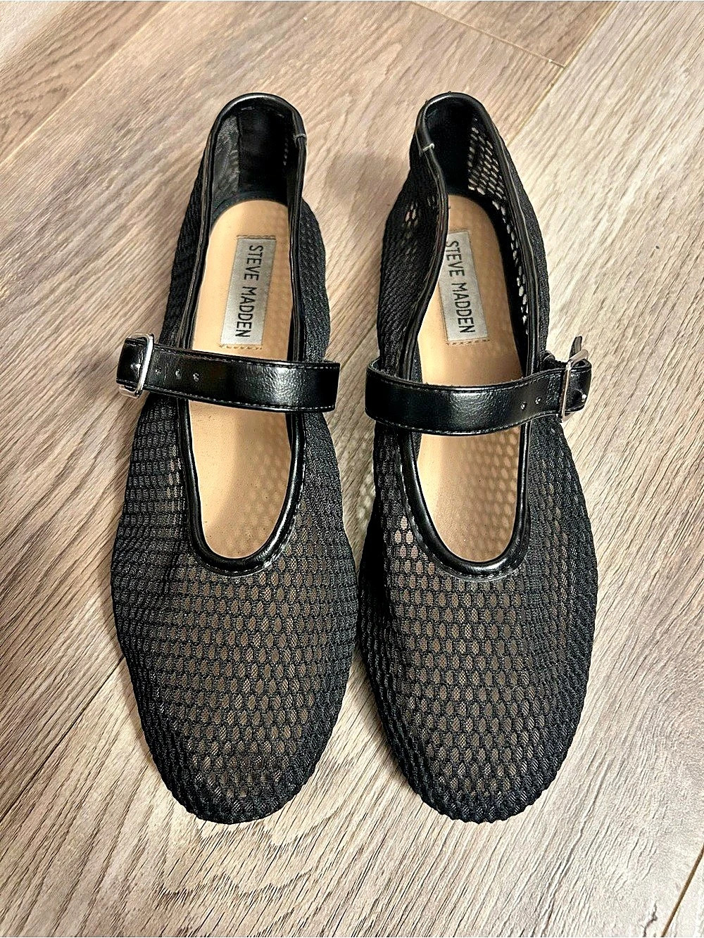 Steve Madden Dreaming Mesh Mary Jane Flat Black US 7.5